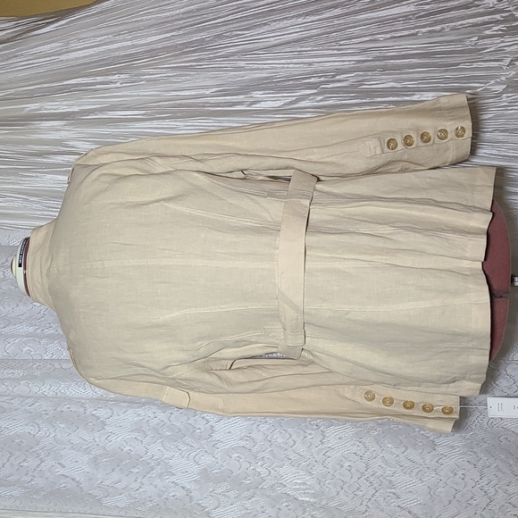 Vintage 70's Inspired 100% Linen Button Down Belted Tunic - Picture 7 of 10